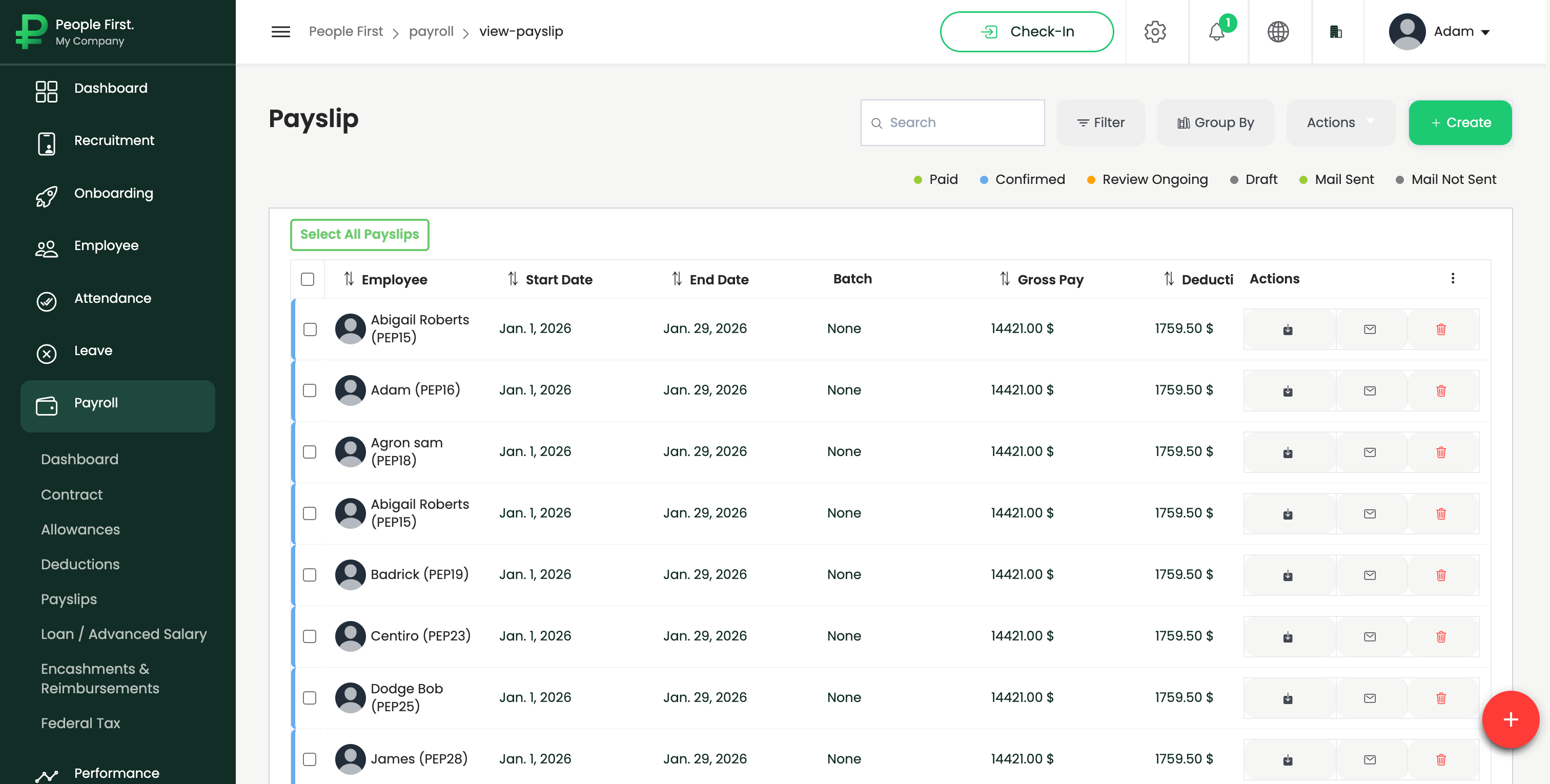 People First — Payroll / Payslips