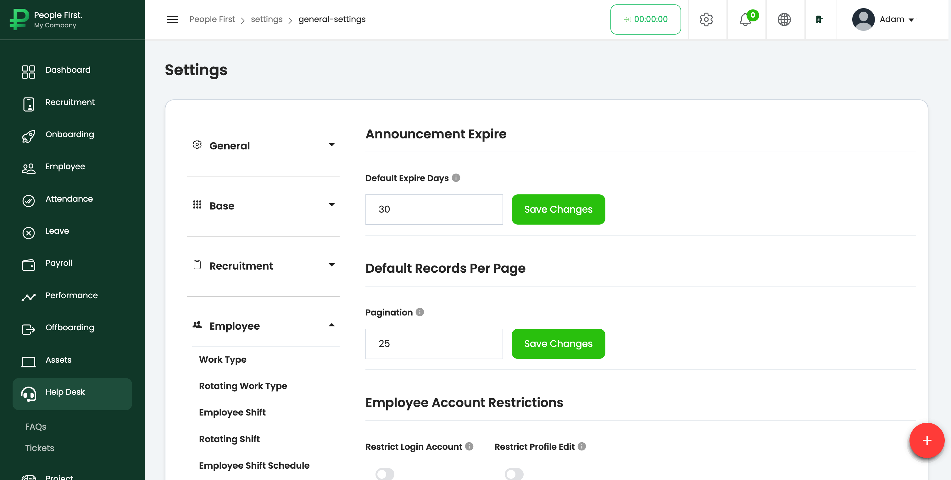 People First — System Settings